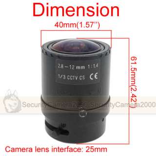 8mm 12mm CS Manual Zoom Manual Focal LENS Dimension