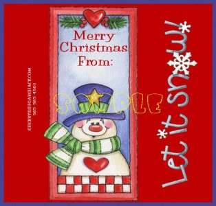 Christmas Snowman + Hat Top Personalized Candy Wrappers  