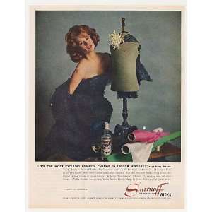  1961 Suzy Parker Wears Dior Smirnoff Vodka Photo Print Ad 