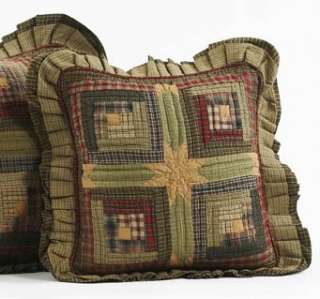 Tea Cabin Quilted Throw Toss Pillow Primitive Patch Log  