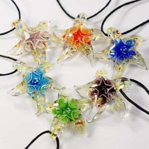 g494x Lot 6 Starfish Murano Glass Bead Pendant Necklace  