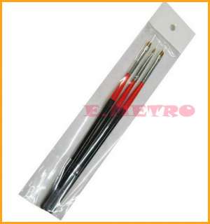 3x UV Gel brush Set Nail Art Sable Striping Pen Drawing  