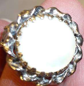 VINTAGE WEST GERMAN MOTHER OF PEARL RING SIZE 8 ADJUST  