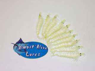 Shrimp Soft Plastic, (20) 4 1/4 Shrimp Lures, Chartreuse/Clear  