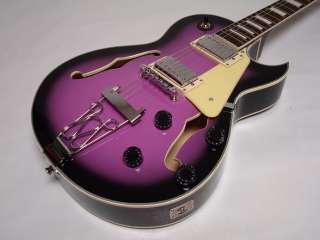 This is a 6 String Hollow Body Electric Guitar, Purple in Brand New 