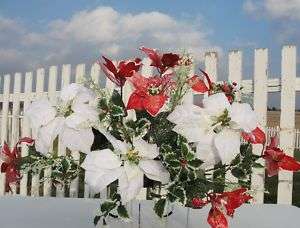   Poinsettias Holly Grave Cemetery Flowers Gifts For Her Office Home