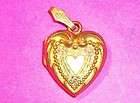   14K Gold Filled Mother Pearl Purple Rhinestone Heart Locket Necklace