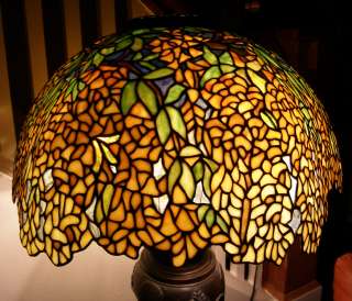 Tiffany Reproduction Stained Art Glass Lamp Shade Gold Laburnum 22 