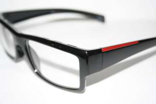 Nerd Clear Glasses new Style Wayfarer flat black Red Stripe frame 