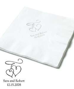 100 Double Hearts Personalized Luncheon Wedding Napkins  