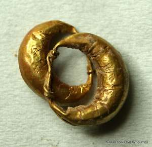 ANCIENT ROMAN GOLD HOOP EARRINGS; I   III CENT AD Rare  