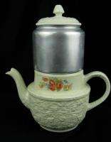 Vintage Hall Pottery China Teapot Floral Drip o lator Coffee Pot 