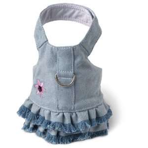  Doggles Dog Harness Dress with Jean Fringe, Blue, XX Small 
