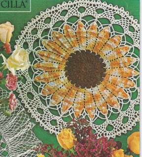Vintage Crochet Pattern Sunflower Centerpiece Doily  