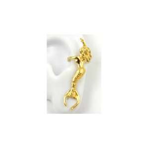  Gold Vermeil Swimming Mermaid Ear Cuff Earring Left Ear Jewelry