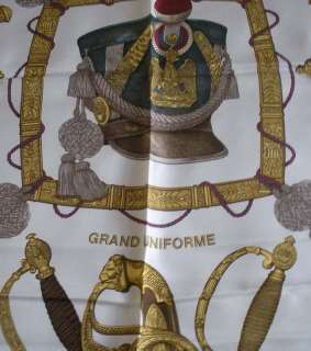 Vintage HERMES Paris Silk Scarf Grand Uniforme J.Metz Military 
