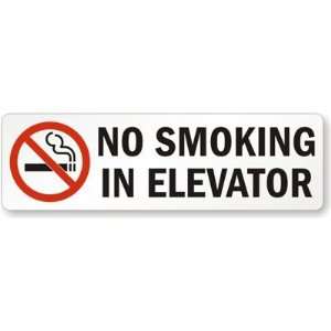 No Smoking In Elevator (with symbol) (horizontal) Laminated Vinyl 