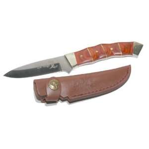  Elk Ridge Wood Inlay Handle Fixed Blade Hunting Knife 