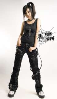 sexy visual kei PUNK Rave gothic skull rock removalbe pants trousers S 