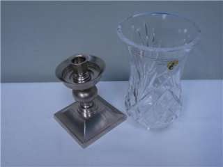 NEW WATERFORD LAFFORD PEWTER BASE HURRICANE LAMP  