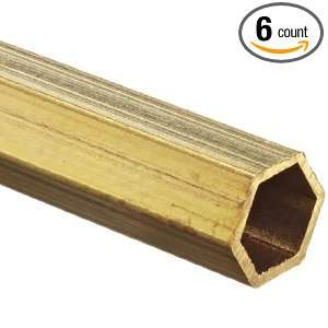 Brass C260 Hexagonal Tubing, 1/8 Width Across Flats, 0.014 Wall, 12 