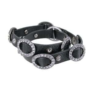  Black Leather Friendship Designer Style Wrap Bracelet with 