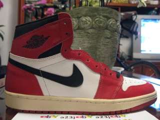 1994 Vintage Nike Jordan I Whi Blk Red sz9 Sample PE OG  