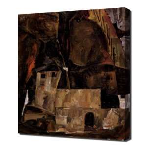  Wall and house and terrain with fence by Schiele   Framed 