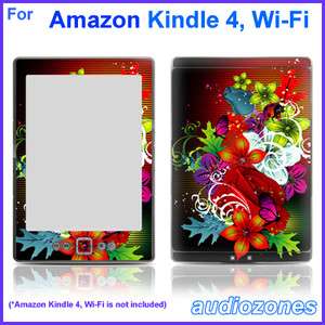   Sticker Decal Assorted Flower Design for  Kindle 4 Wi Fi Reader