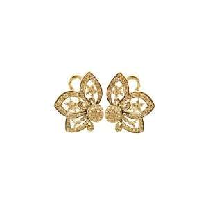   Gold, Fancy Bow & Lace Design Large Earring with Created Gems Jewelry