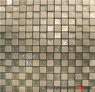   Iridescent & Stone Glass Mosaic Tile Kitchen Backsplash Bath  