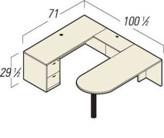   Single Full Pedestal U Shape Laminate Office Furniture Desk  
