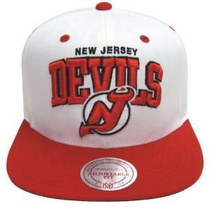 New Jersey Devils Retro Hat Cap Block Mitchell & Ness Snapback White 