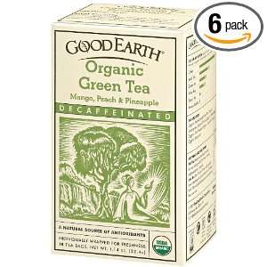 Earth Organic Green Tea Decaffeinated(Mango, Peach, & Pineapple Flavor 