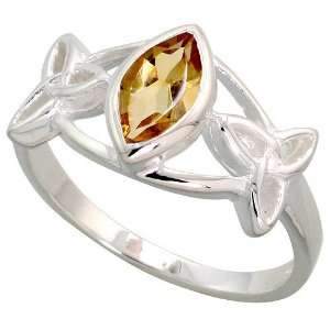   Ring, w/ Marquise Cut Natural Citrine Stones, 3/8 (10mm) wide, size 9