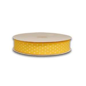 Grosgrain Ribbon Swiss Dot 7/8 inch 50 Yards, Yellow with White Dots