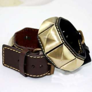 Genuine Leather Wristband Cuff Bangle Bracelet   Select Style  