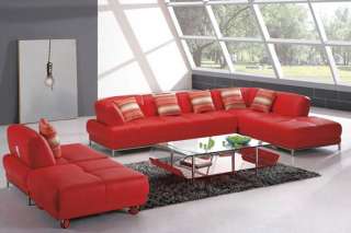 836 Modern RED Italian Leather Sectional Sofa  