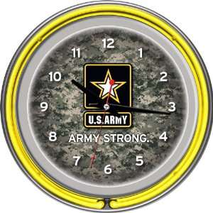   Army Digital Camo Chrome Double Ring Neon Clock