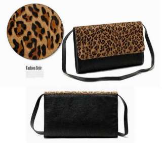 New Leopard Chetah Print Faux Leather Handbag Envelope Clutch bag OL 