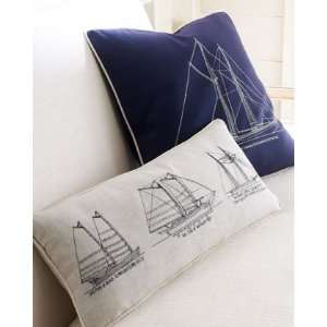  Dransfield Ross Navy Pillow with Single Schooner 22Sq 