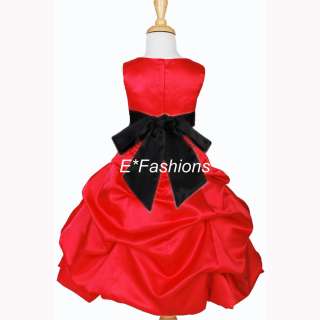 RED BLACK WEDDING FLOWER GIRL DRESS 4 6 8 9 10 12 14 16  