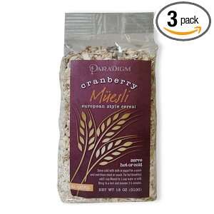 Paradigm Cranberry Muesli,18 Ounce (Pack of 3)  Grocery 