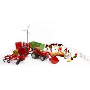  Big Farm Set Tractor Windmill Plow Cows Horses Chickens 