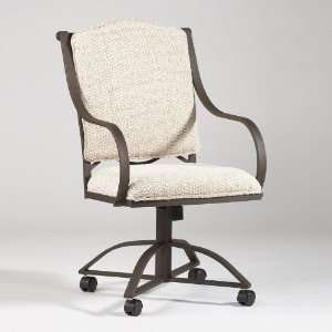  Wrought Iron Caster Swivel Tilt Arm Chair