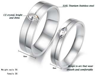   Titanium Steel LOVE Promise Ring Couple Wedding Bands Many Sizes Gifts