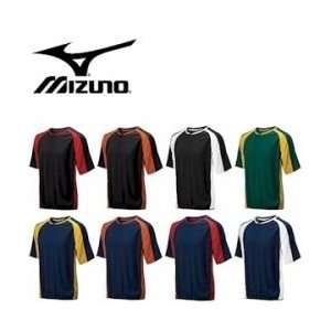  Mizuno 2 Color Mesh S/S Batting Jersey   Navy/Gold   L 