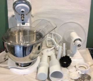 KITCHEN AID STAND MIXER WITH MEAT GRINDER,2 BOWLS/LIDS,SAUSAGE 