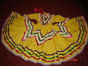 Girls Mexican ballet Folklorico Dress Jalisco 6 7 NEW  