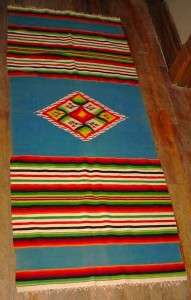 Old Mexican Saltillo Rainbow Serape Blanket   Finely woven wool 86 x 